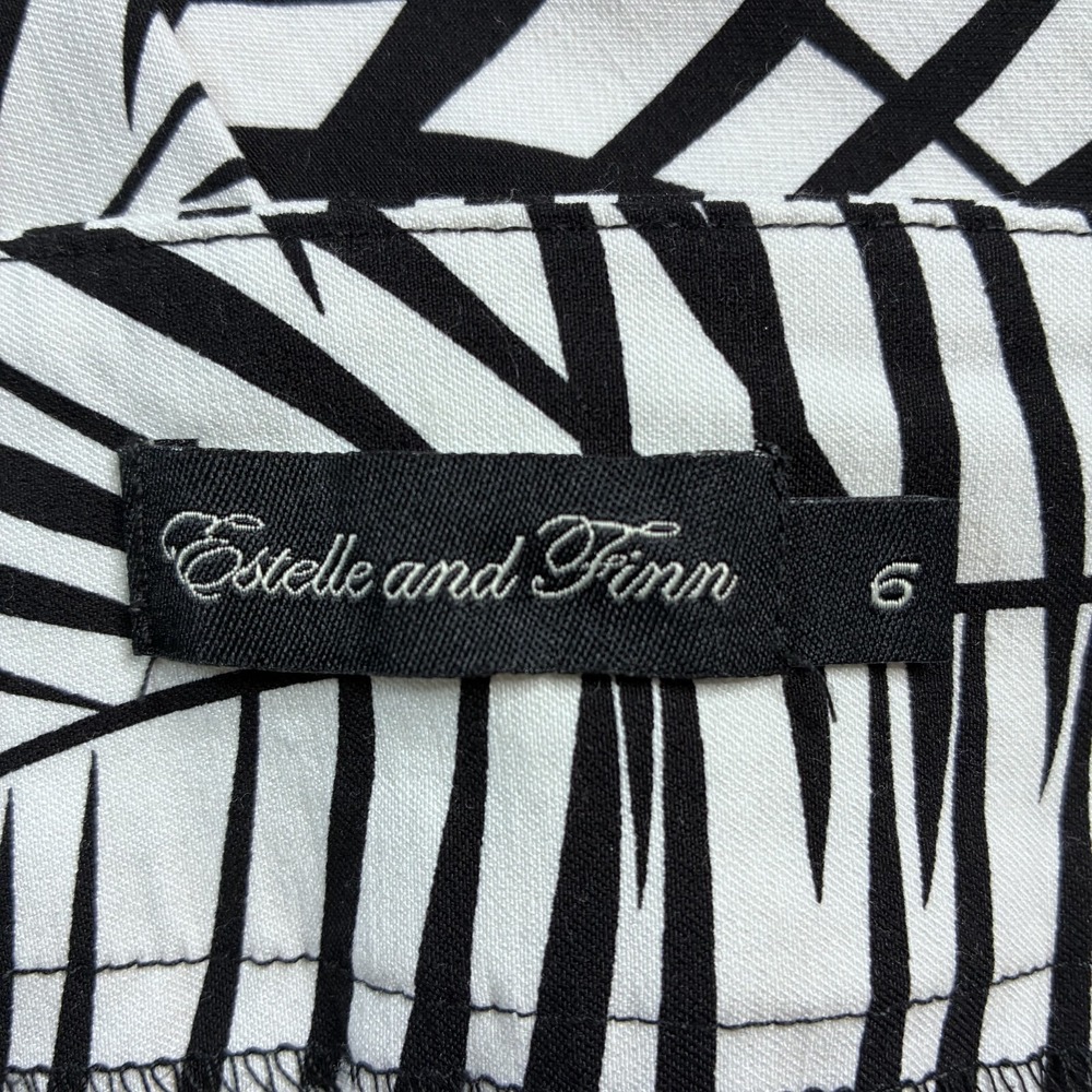 Estelle and Finn Black White Ankle Trousers Women's Size 6 Palm Print Made in NY - Picture 5 of 16
